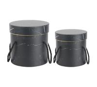 IMIKEYA Flower Boxes with Handle Simple Appearance and Fashion Design 2pcs round Made of Gray Board and Coated Paper Convenient for Arranging and Planting for Flowers and Plants