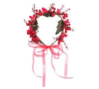 IMIKEYA Flower Hair Accessory Hair Hoop Red Fabric with Simulation Plant Decorations, Comfortable Fashion Floral Wreath Party and Beach Headband for Brides
