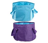 IMIKEYA Foldable Foot Soaking Basin Set with Self-service Massage Feature 2pcs Portable Foot Bath Made of Sturdy Oxford Fabric and Peva , Easy to Store for Travel and Family Use