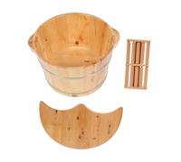 IMIKEYA Foot Soaking Bucket Wooden Foot Bath Basin with Lid Khaki Color Large-capacity Space Easy to Clean Does Not Permeate Water for Home Use