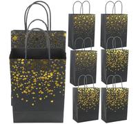 IMIKEYA Gift Bags Wrapping Bags Paper with Handles 8pcs Black Medium Size for Presents Party Decoration Wedding Packing