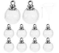 IMIKEYA Glass Ball Charms Pendant Creative Mini Charms 10 Pcs 12mm Hollow Glass Ball with White Screw Cap Holds Small Items and Wishes for Jewelry Making, DIY Hanging Decoration