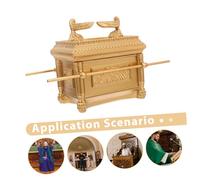 IMIKEYA Gold Plated Ark of Covenant Model Religious Resin Ornament Ancient Judaic Craft for Church Desktop Decor and Spiritual Collectible