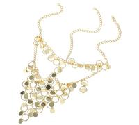 IMIKEYA Golden Tassel Face Chain Mask with Coin Veil Handmade Masquerade Headwear for Women Elegant Belly Dancer Accessory for Halloween Party Dance Cosplay Vintage Modern Style