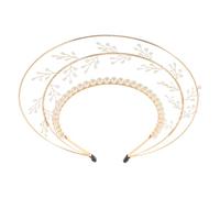 IMIKEYA Greek Goddess Tiara Gold Metal Leaf Crown Headband for Bridal Wedding Faux Pearl Accents Comfortable Fit for Festivals Cosplay Special Occasions