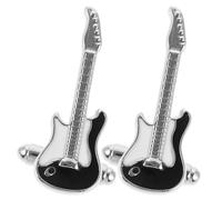 IMIKEYA Guitar Modeling Cufflinks Long Servicing Life for Daily Wearing and Attending 2pcs Brass Material with Silver Finish, Classic and Contemporary Style, Sturdy Structure for Men
