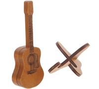 IMIKEYA Guitar Shape Pick Case Holder Made of Wood with Internal Grooves for Easy Open and Close, Suitable for Bass Plectrums and Small Things, Brown Musical Instrument Accessory