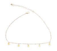 IMIKEYA Handcrafted Daisy Necklace for Women Beaded Alloy Chain, Adjustable Fresh Style Clavicle Pendant, White Tassel Charm Suitable for Daily Wear and