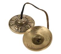 IMIKEYA Handmade Copper Cymbal Bell Religious Percussion Instrument Practical Useful in Meditation and Mindfulness Practice Simple Generous Style Golden Color Suitable for Buddhist