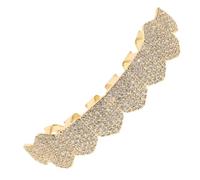 IMIKEYA Hip Hop Style Gold Top Teeth Grill Jewelry for Men Women Removable Lightweight Costume Accessory for Halloween Concert Birthday Party Fits Teeth Including Crooked Chipped