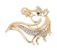 IMIKEYA Horse Settings Lightweight and Formal Comfortable Wear in Elegant Rhinestone Brooch Golden Alloy with Featuring Artistic Chinese Zodiac Horse Design Evening Dresses