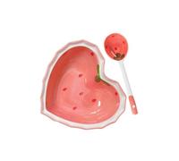 IMIKEYA Household Ceramic Serving Plate and Food Spoon Set Featuring Heart Shape, for Serving Sushi, Desserts, and Small Treats at Home
