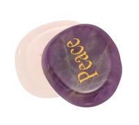 IMIKEYA Inspirational Stones Amethyst Worry Stone Engraved Healing Crystal for Anxiety Relief Pocket-Sized Calming Chakra Gem for Meditation