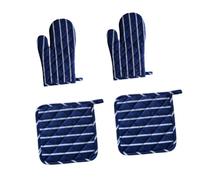 IMIKEYA Insulated Gloves for Kitchen Use Made of Cotton and Heat Resistant Materials Non-slip Oven Mitts Plain and Striped Pattern for Handling Hot Items during Cooking Baking