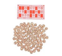 IMIKEYA Interactive Bingo Game Set with Wooden Number Cards and Chess Pieces, Red Party Board Game to Enhance Critical Thinking and Build Social Skills for Family and Friends