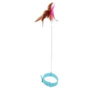 IMIKEYA Interactive Cat Collar to Stress and Activate Natural Instincts with Silicone and Artificial Feather, Blue Kitten Teaser for Indoor Cats