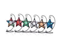 IMIKEYA Iron Candle Holder with Glass Pentagram Design Stable Iron Base Decorative Essential Oil Burner and Tea Light Holder for Living Balcony Patio Garden Romantic Colorful Aromatherapy