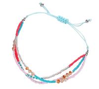 IMIKEYA Knitted Style, Multiple-layer Wristlet Bracelet, Beads Tassel Anklet, Folk Plastic and Fabric, Strong Chain, Comfortable to Wear, Ladies