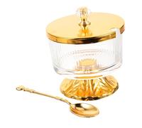 IMIKEYA Large Capacity Glass Container Jar with Gold Iron Frame Stylish Kitchen Storage Canister for Sugar Salt and Spices Includes Spoon and Airtight Lid Decorative Pantry Organizer for