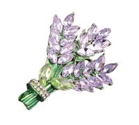 IMIKEYA Lavender Flower Brooch Pin Elegant Rhinestone Lapel Pin for Women for Clothes Hats Scarves Vintage Style Accessories Christmas Birthday Year