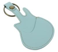 IMIKEYA Leather Guitar Holder Keychain in Green, Mini Plectrum Case with Key Attachment for Protecting Guitar Picks, Portable and Sturdy Accessory for Musicians