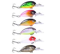 IMIKEYA Lifelike 6pcs Artificial Fishing Lures Set 6cm 5g Floating Plastic Baits with #10 Hooks for Pike and Bass Sea Fishing Angling Supplies