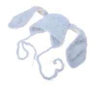 IMIKEYA Long Ear Bunny Hat Winter Warm Photography Prop Soft Knit Grey Cap for Outdoor Indoor Use