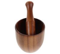 IMIKEYA Manual Wooden Mortar and Pestle for Garlic and Spices Acacia Wood Hand Grinder and Crusher Bowl Multipurpose Kitchen Tool for Ginger Beans and Seasoning