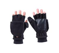 IMIKEYA Mens Double Half Finger Gloves with Fleece Lining Windproof Convertible Mittens with Button Closure Warm and Moisture Absorbing Outdoor Covers for Autumn and Winter Activities