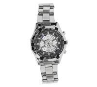 IMIKEYA Men's Hollow Out Mechanical Wristwatch Stainless Steel Band Business Watch Precision Analog for Work Outdoor Daily Wear Silver Case Black Dial