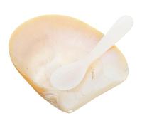 IMIKEYA Mini Caviar Dish Natural Conch Shell and Gold Accent, Decorative Shell Photo Prop and Desktop Adornment Set Spoon for Home Display and Table Decoration Random Color