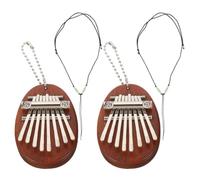 IMIKEYA Mini Kalimba Thumb Piano Coffee 2 Sets 8-key Water Drop Wood and Metal Portable Finger Piano with Rope Chain for Beginners, Shared Activities and Parent Interaction