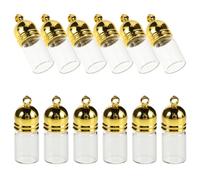 IMIKEYA Mini Wishing Bottle Pendant Glass Jar Necklace Pendant with Acrylic Cap, 12pcs for Essential Oil Keychain, Modern Fashion Jewelry for Travel