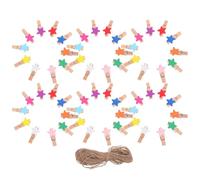 IMIKEYA Mini Wooden Clothes Pegs and Flax Rope 150pcs with Unique Star Design Sturdy Small Star-shaped Clothespins for Arts Crafts Supplies and School Projects for Home