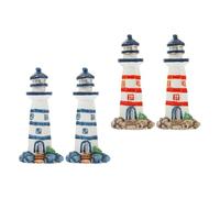 IMIKEYA Miniature Lighthouse Sculptures Resin Nautical Home Ornaments Set of 4 Compact Small-Scale Statues for Ocean Theme Party Decorations