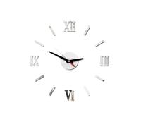 IMIKEYA Modern Frameless Wall Clock Roman Numbers, Silent Sweeping Movement, Silver Acrylic and Metal Design, Suitable for Kitchen and Bedroom Decoration