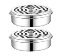 IMIKEYA Mosquito Coil Holder with Stable Nail Rack with Lid Portable Stainless Steel 2pcs Incense Coil Burner Box and Anti-scalding Feature, for Outdoor Use