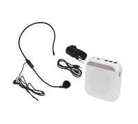 IMIKEYA Multifunctional Metal Voice Amplifier with Headset Microphone, Small White Loudspeaker for Street Vendors and Tour Guides, Portable Sound Amplifier for Live Events