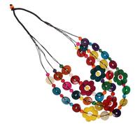 IMIKEYA Multilayer Bohemia Style Coconut Shell Necklace Vintage Bohemian Retro Design with Finely Chain Decoration Gift for Women Girl Beach Outgoing round Floral Shape