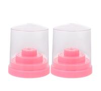 IMIKEYA Nail Drill Bit Case Storage Organizer 2pcs 48-hole Pink Storage Box Stand Holder for Nail Art Supplies Salon Use