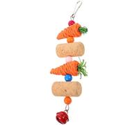IMIKEYA Natural Hanging Parrot for Shredding and Chewing Made of Cork and Straw in Carrot Shape, Bird Cage for Budgies and Cockatiels to Prevent Boredom