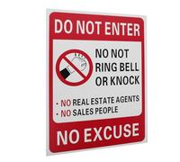 IMIKEYA No Solicitation Warning Sign 30X40Cm Self-Adhesive Plastic Door Label No Knock or Ring Bell Private Residence