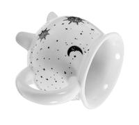 IMIKEYA Novelty Ceramic Cauldron Mug with Wide Mouth for Coffee and Drinks, White Ceramic Witch Cup with Gloss Finish, Versatile Design Suitable for Office and Restaurant Use