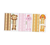 IMIKEYA Nursery Wall Decals Set of 3 Children's Room Height Stickers Animal Pattern Growth Chart