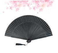 IMIKEYA One Fan One Pp Bag Chinese Folding Fan Black Fabric Gentleman Style Provides Strong Wind Large Air Supply Suitable for Valentine's Day Wedding Guests