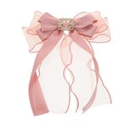 IMIKEYA Oversized Pink Bowknot Brooch Durable Fabric Zinc Alloy Lolita Bow Tie Pin for Women Wedding Party Birthday Accessory