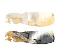 IMIKEYA Ox Horn Comb Phoenix Modelling 2Pcs 17.5Cm Prevent Hair Loss Promote Blood Circulation Head Massage for Women with Carving