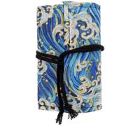 IMIKEYA Pencil Case for Roll up Japanese Style Cotton and Linen Large Capacity Space Saving Design, Blue Portable Pencil Bag Storage School and Office