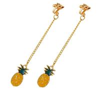 IMIKEYA Pineapple Clip-On Earrings for Women Cute Fruit Dangle Earrings Non-Piercing Jewelry for Girls Fun and Trendy Ear Accessories for Summer