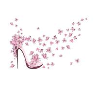 IMIKEYA Pink High Heel Butterfly Wall Sticker PVC Vinyl Removable Waterproof Wall Decals for Living Room Tv Sofa Background Decoration Easy to Remove Home Wallpaper